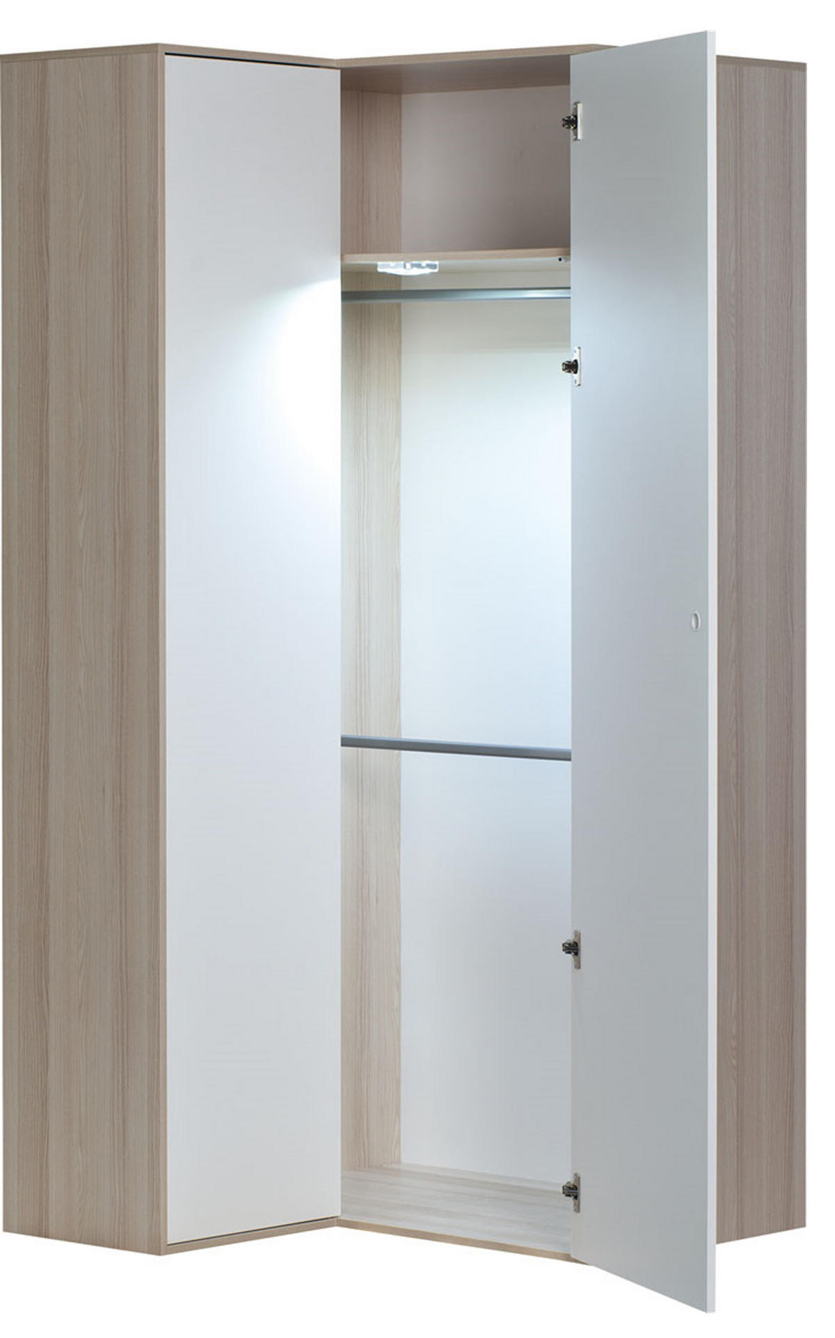 ECKKLEIDERSCHRANK SPOT - Weiß, Holzwerkstoff (105/210/100cm)
