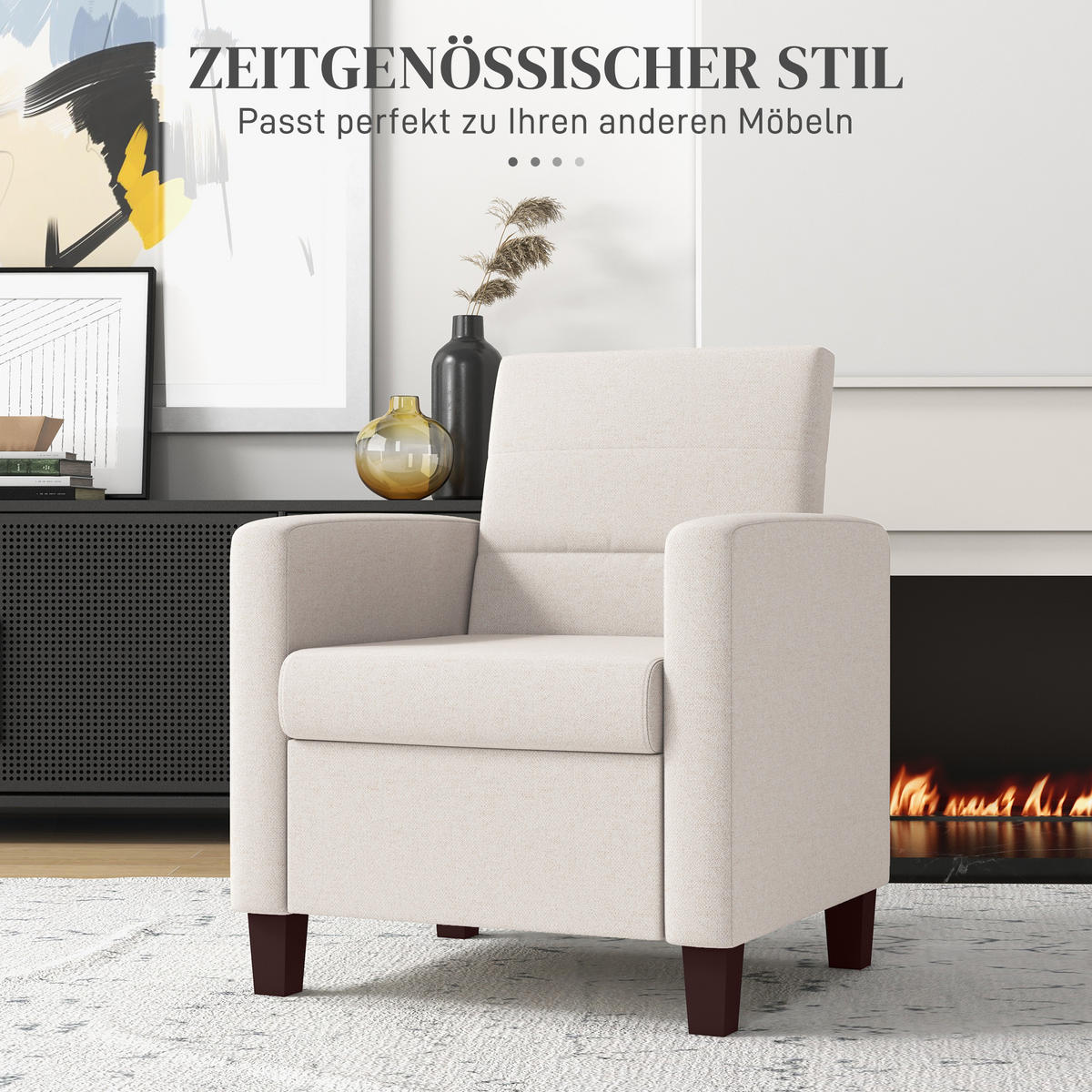 SESSEL Leinenoptik 78L x 71B x 87H cm Cremeweiß - Weiß, Kunststoff (71/87/78cm) - HOMCOM