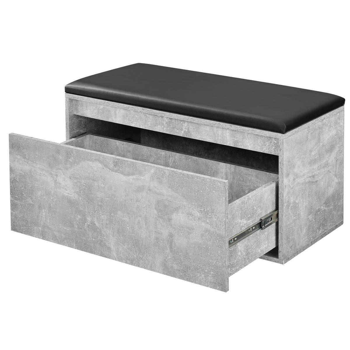 SCHUHBANK Degerfors - Schwarz/Grau, Holzwerkstoff/Kunststoff (39/45/80cm) - [en.casa]