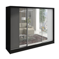 SCHWEBETÜRENSCHRANK 200 CM VIDA Farbe: Schwarz, Graphit, Weiß - Schwarz/Graphitfarben, Holzwerkstoff (200/215/60cm) - A&J MöbelLand