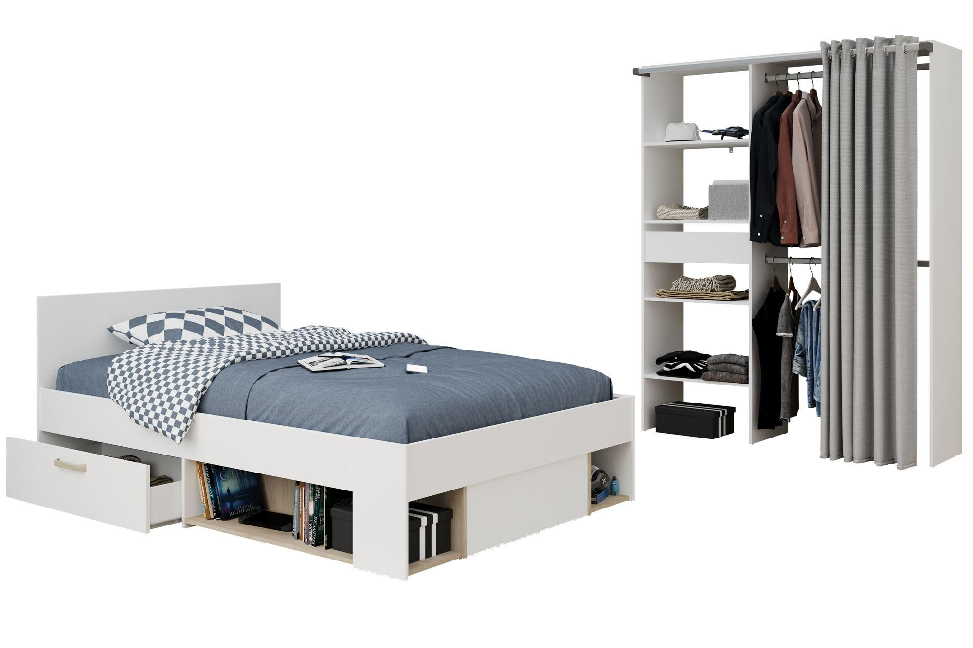 KINDERZIMMER SET Parisot Achille 2-tlg. Holzdekor Weiß/Eiche - Eichefarben/Weiß, Kunststoff (100/1/200cm) - 58aufmkessel