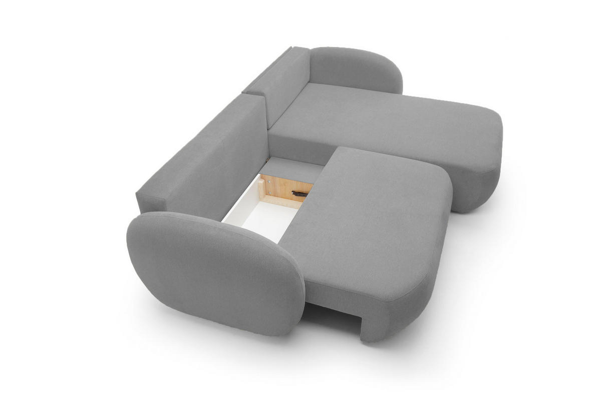 ECKSOFA OLIO L-Form Schlaffunktion mit Bettkasten, lose Rückenkissen, freistehend, RECHTS 248x174 cm Dark grey - Dunkelgrau, Holz/Textil (248/174cm) - DomoHome