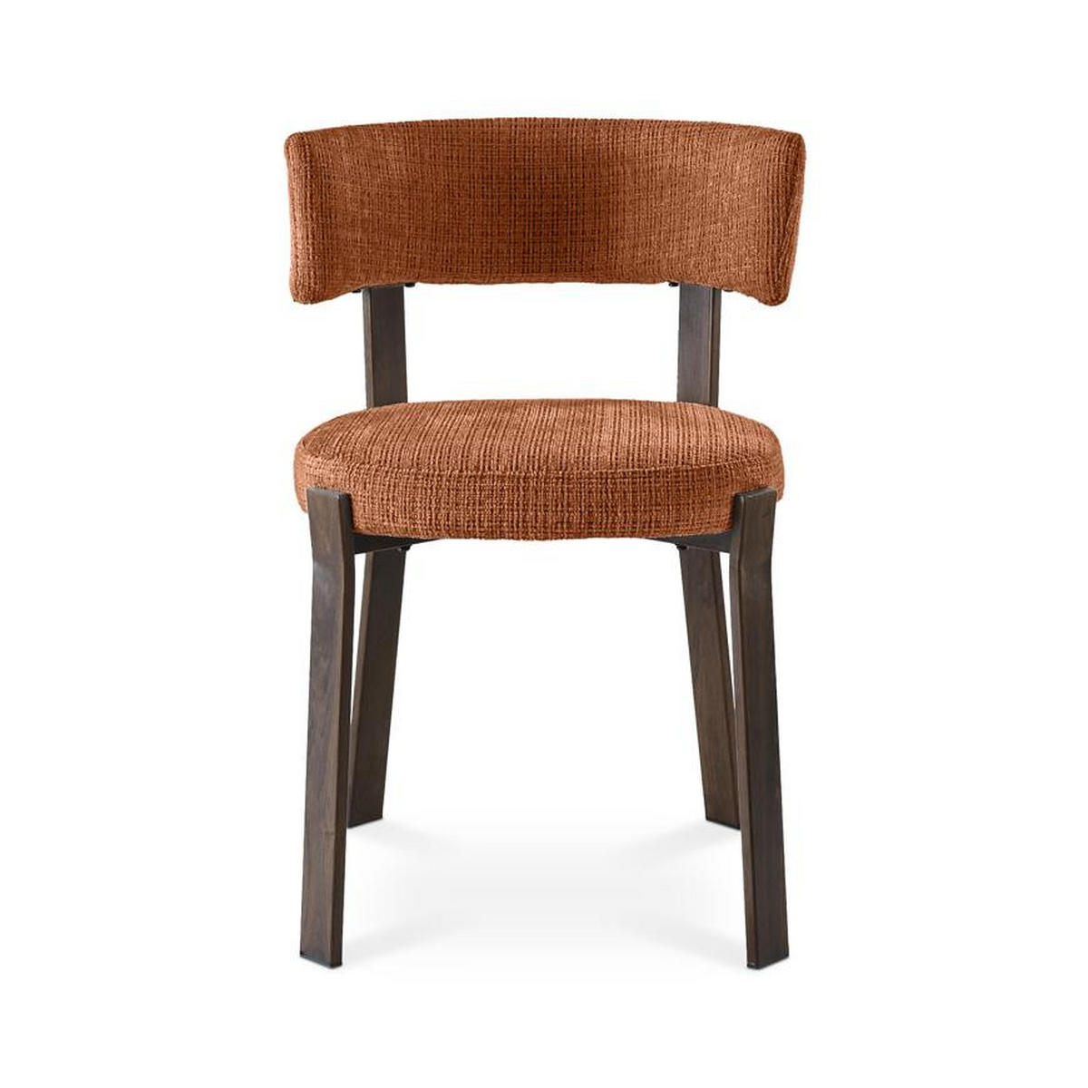 STÜHLE 4er-Set gepolstert im japanischen Stil mit strukturiertem Chenille-Stoff Terrakotta und Beinen aus Metall in Walnussoptik – ZOE - Terracotta/Schwarz, Textil/Metall (52/77/43.5cm) - Sicaan