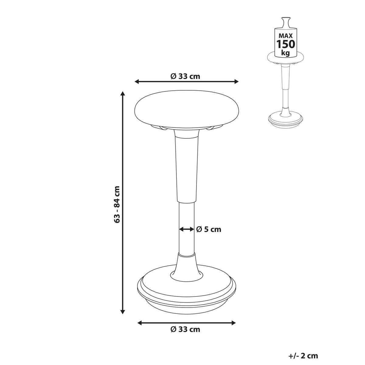 BALANČNÍ STOLIČKA Látka Šedá Estell - černá/tmavě šedá, plast (33/63/33cm) - Beliani