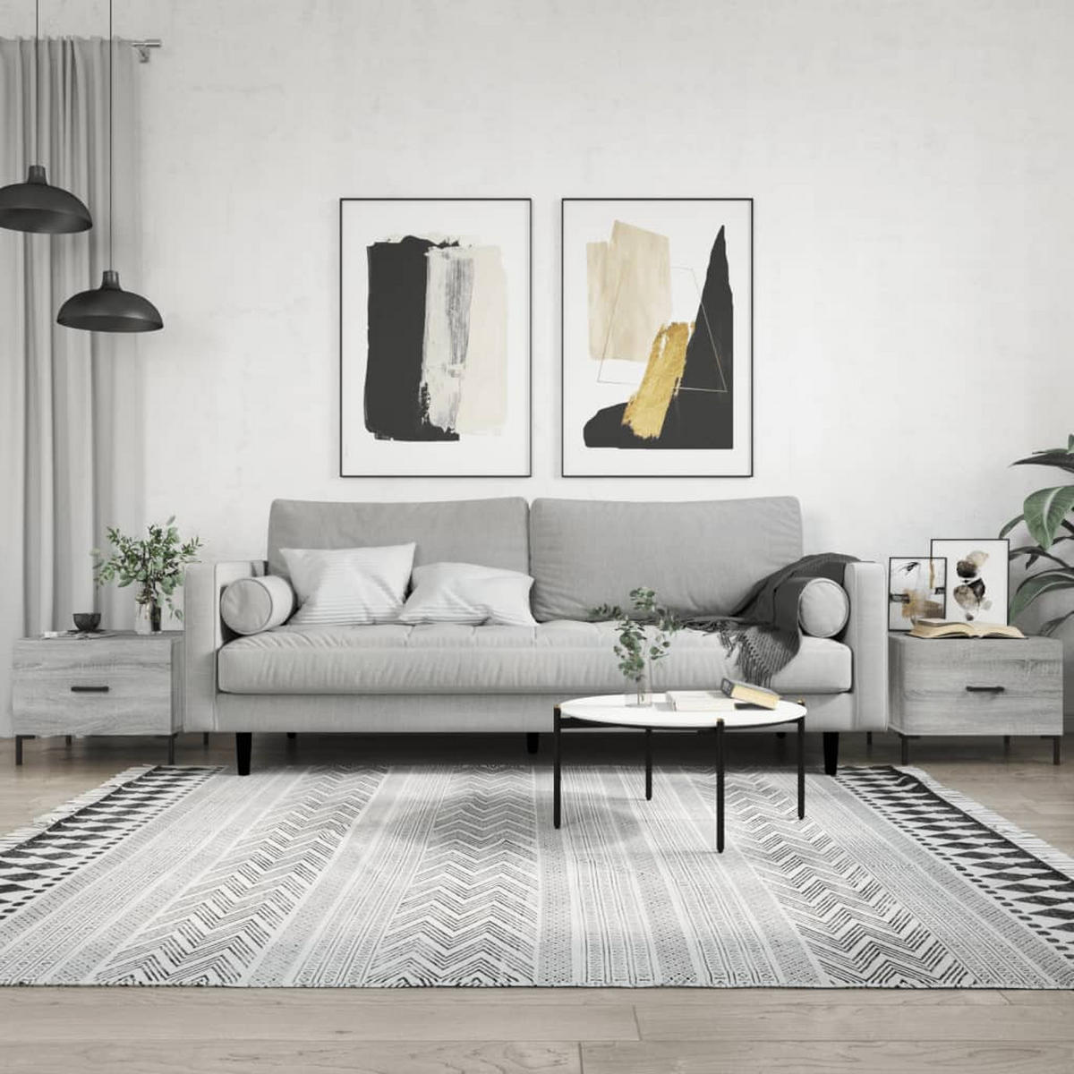 COUCHTISCHE 2 Stk. Grau Sonoma 50x50x40 cm Holzwerkstoff - Grau, Holzwerkstoff (50/50/40cm) - furnicato