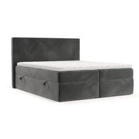 BOXBETT Nuvia 140/200 cm Grau im Kronos Stoff - Schwarz/Grau, Holz/Holzwerkstoff (140/200cm) - AltaBeds