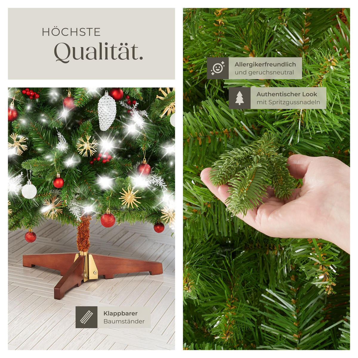 WEIHNACHTSBAUM Cupid, klappbarer Baumständer aus Holz , grün - Grün, Kunststoff (220cm) - tectake