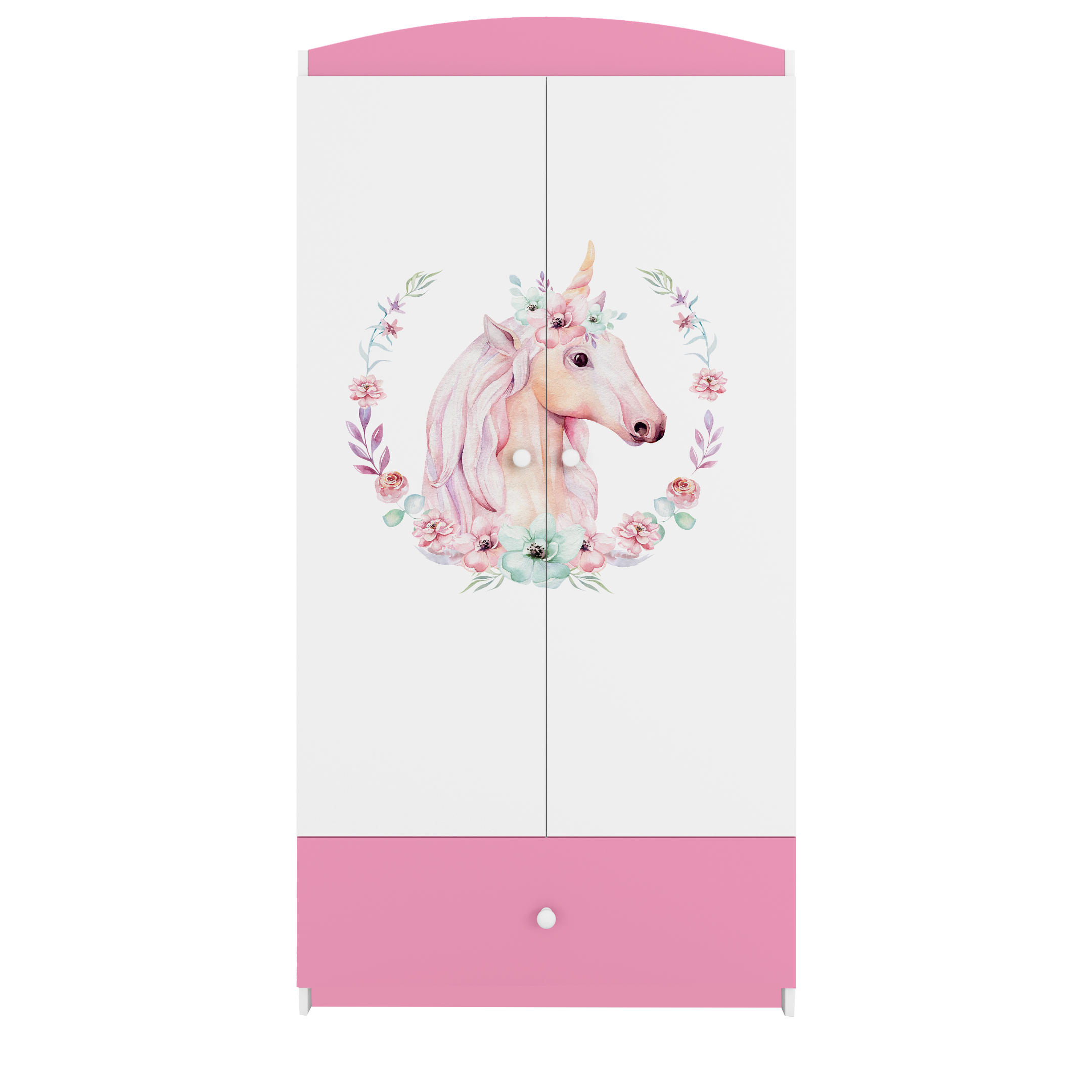 KINDERKLEIDERSCHRANK Pferd - Hellrosa, Holzwerkstoff (90/175/52cm) - RAUMHIRSCH FURNITURE