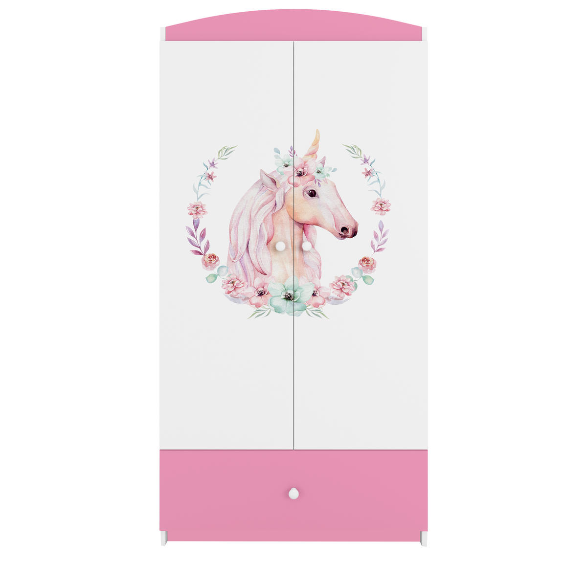 KINDERKLEIDERSCHRANK Pferd - Hellrosa, Holzwerkstoff (90/175/52cm) - RAUMHIRSCH FURNITURE