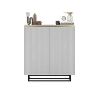 HIGHBOARD Selene 2D Weiß Matt 111 cm - Schwarz/Weiß, Holzwerkstoff/Metall (111/125/35cm) - Meble Lindner