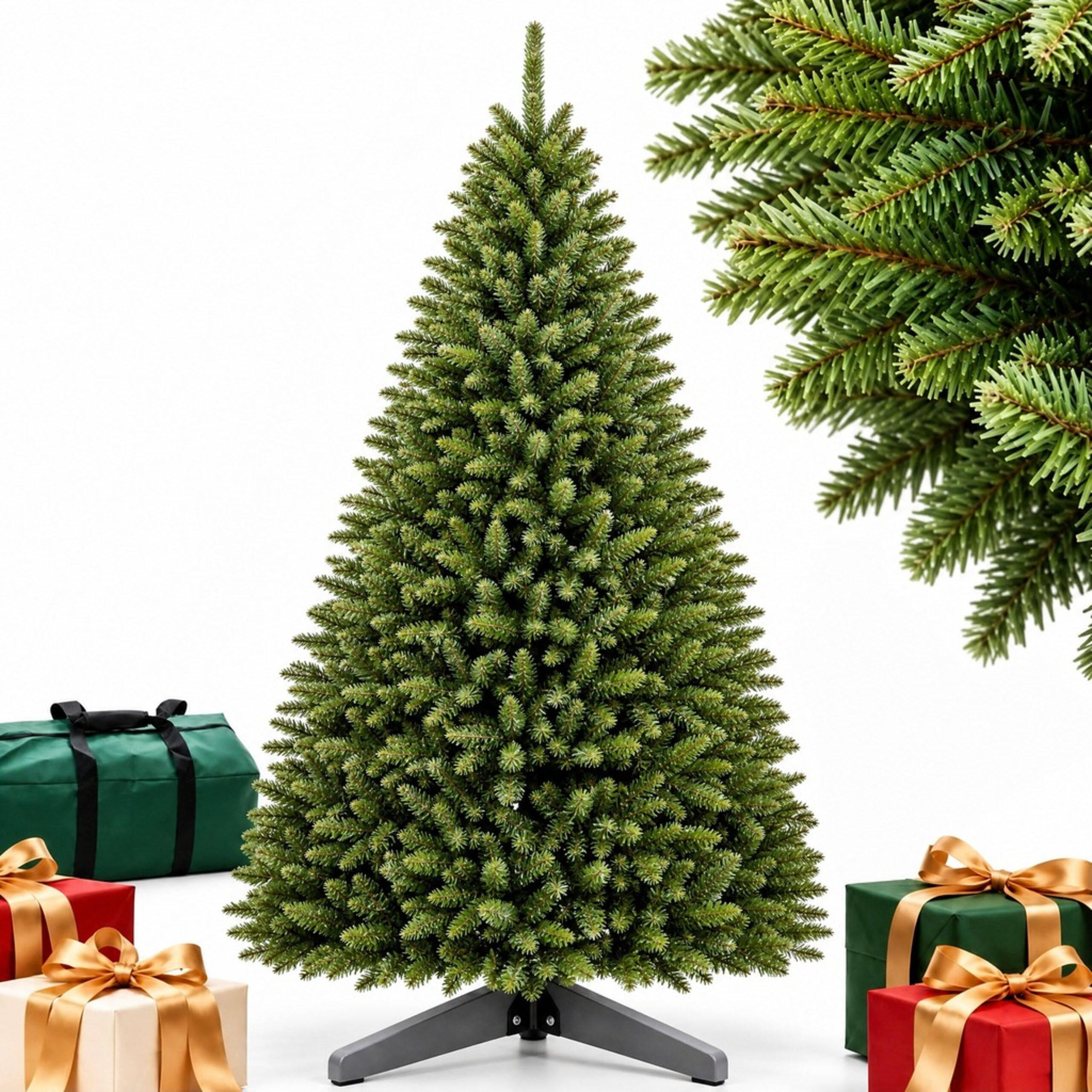WEIHNACHTSBAUM Grün künstlich Nordmanntanne 210 cm ohne Beleuchtung - Dunkelgrün, Holz/Kunststoff (210cm) - Relaxdays