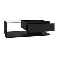 COUCHTISCH Schwarz Hochglanz 105x55x32 cm, Glasplatte, Ablagefach, Wohnzimmer - Schwarz, Holz (55/105/32cm) - PARAFTA HOME