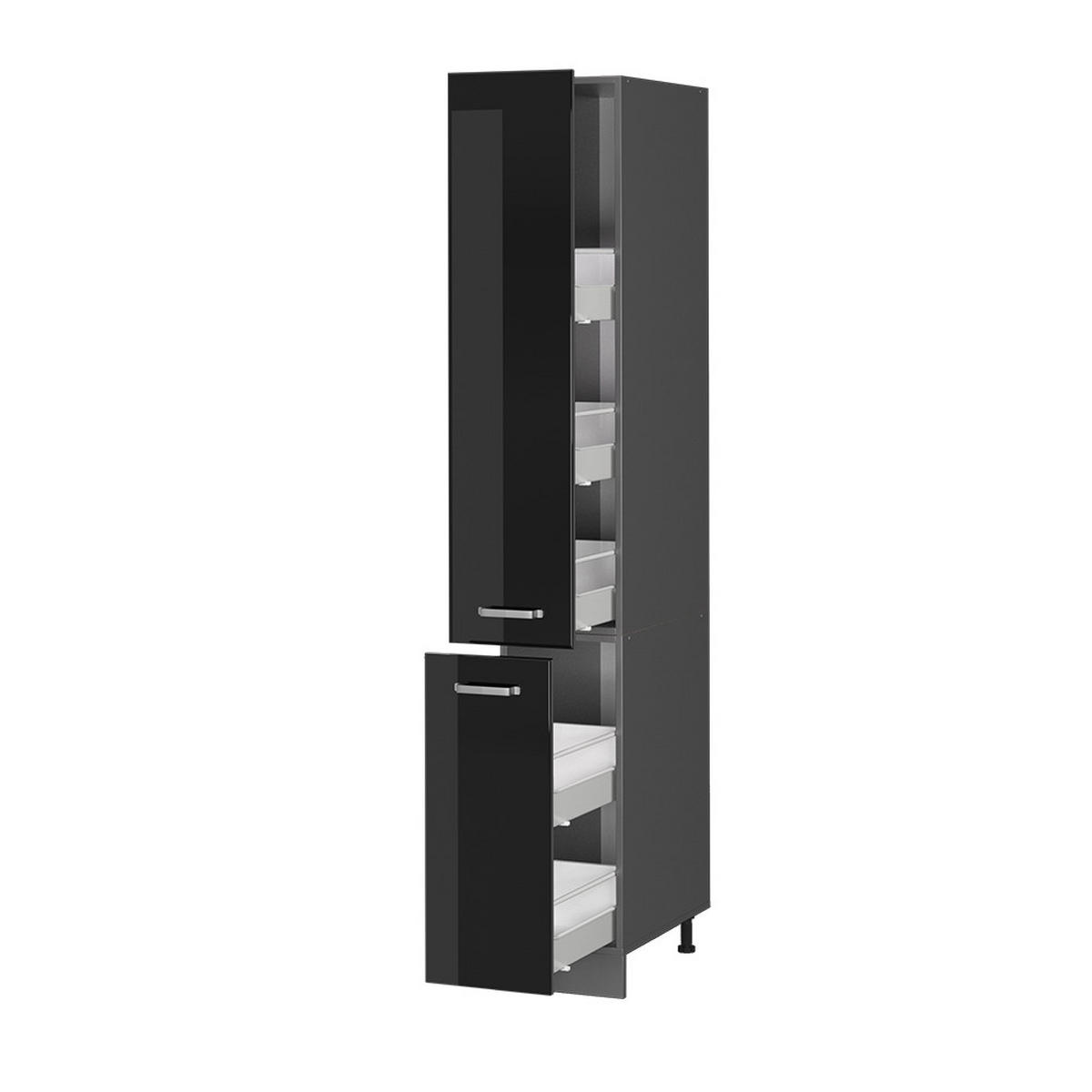 APOTHEKERSCHRANK R-Line Schwarz Hochglanz 30 cm - Schwarz Hochglanz/Anthrazit, Holzwerkstoff (30/207/57.2cm) - Vicco