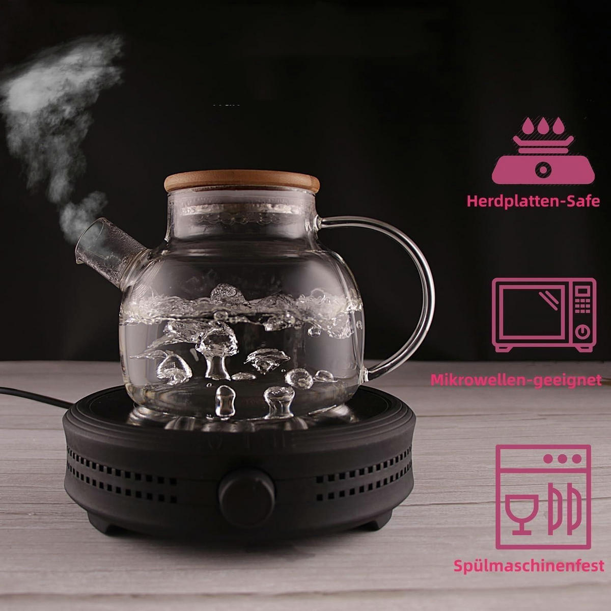 TEEKANNE Glas mit Siebeinsatz 1,2 Liter herdplattensicher - Transparent, Glas (16/17cm)