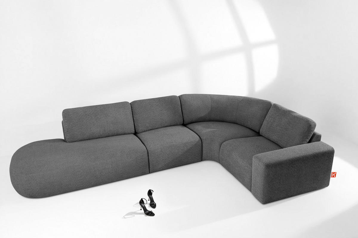 ECKSOFA LINKS ZUCCO, Graphit - Graphitfarben, Holz/Holzwerkstoff (224/373cm) - KONSIMO®
