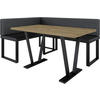 ECKBANKGRUPPE Alina - Kunstleder - 142 x 196 cm - Links - Schwarz - Schwarz, Leder/Metall (196/87/142cm) - AN-Moebel 4u
