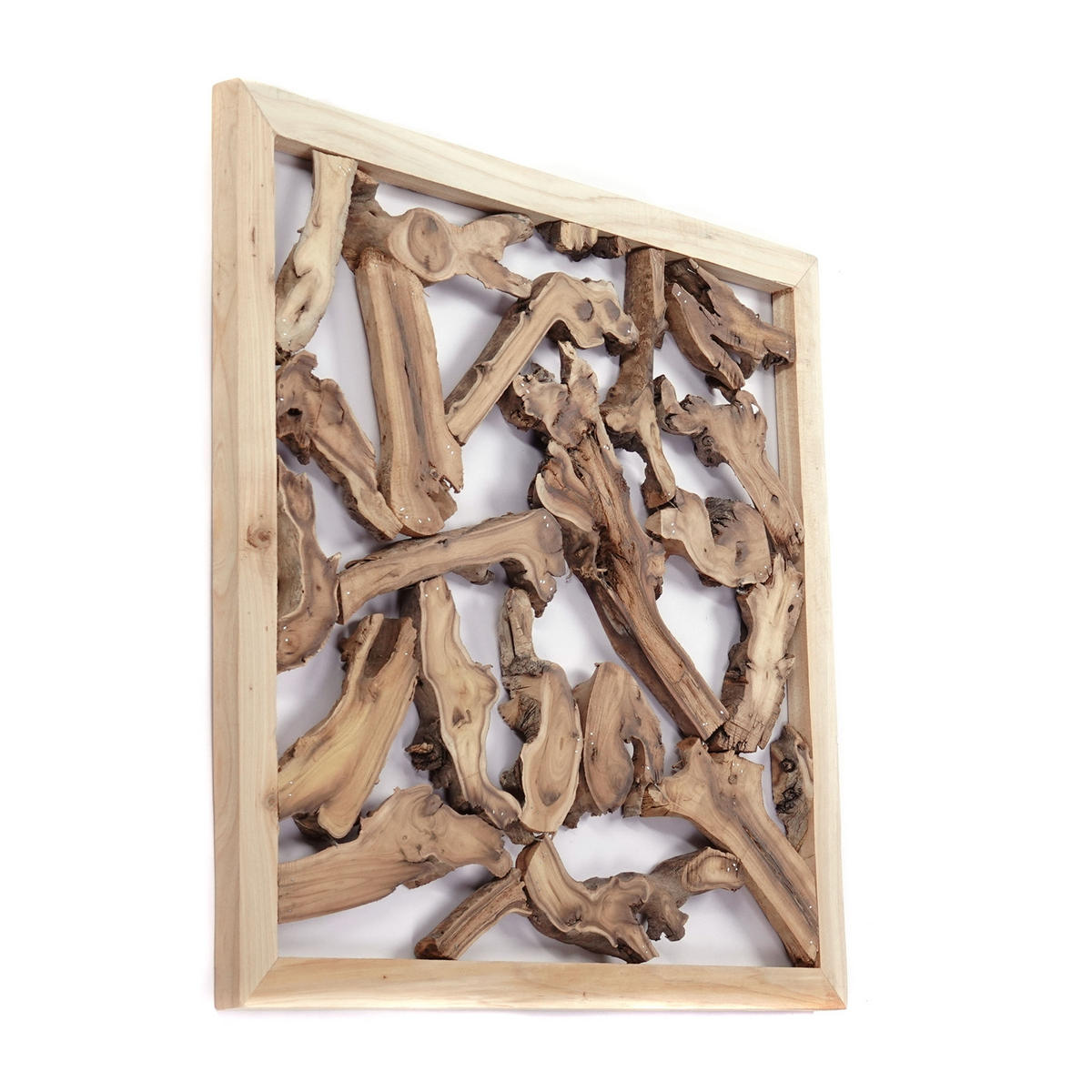 WANDDEKO Branch 56x56 cm, Teak Wurzelholz massiv naturfarben - Naturfarben, Holz (56/56/2cm) - CREEDWOOD