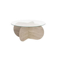 COUCHTISCH Aeris Travertin/Transparent - Transparent/Beige, Holzwerkstoff (75/75/35cm) - Habitat Garten