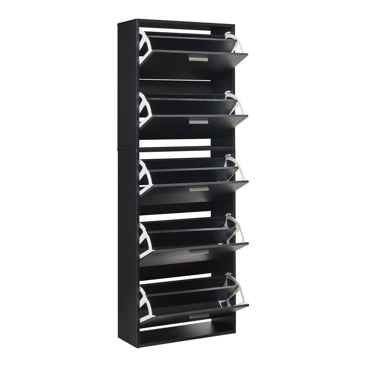 SCHUHSCHRANK Sykkylven - Schwarz, Holzwerkstoff (60/169/24cm) - [en.casa]