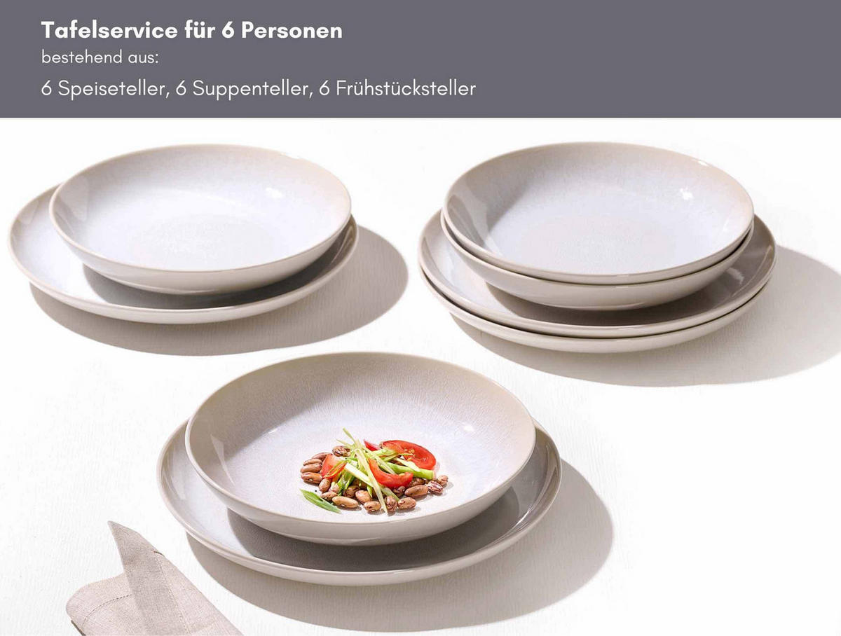 TELLER-SET Laredo beige 18er Set - Beige, Keramik (1/1/1cm) - Ritzenhoff Breker