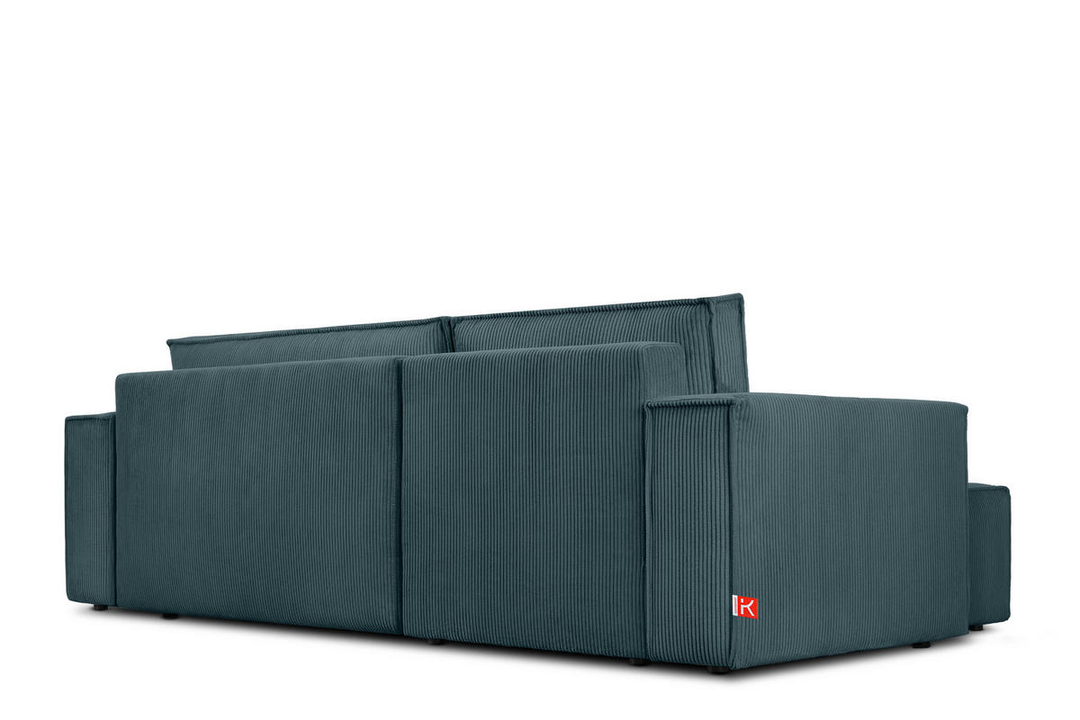 ECKSOFA-LINKS/RECHTS NAPI Schlaffunktion mit Cordbezug, Blau - Blau/Schwarz, Textil (262/148cm) - KONSIMO®
