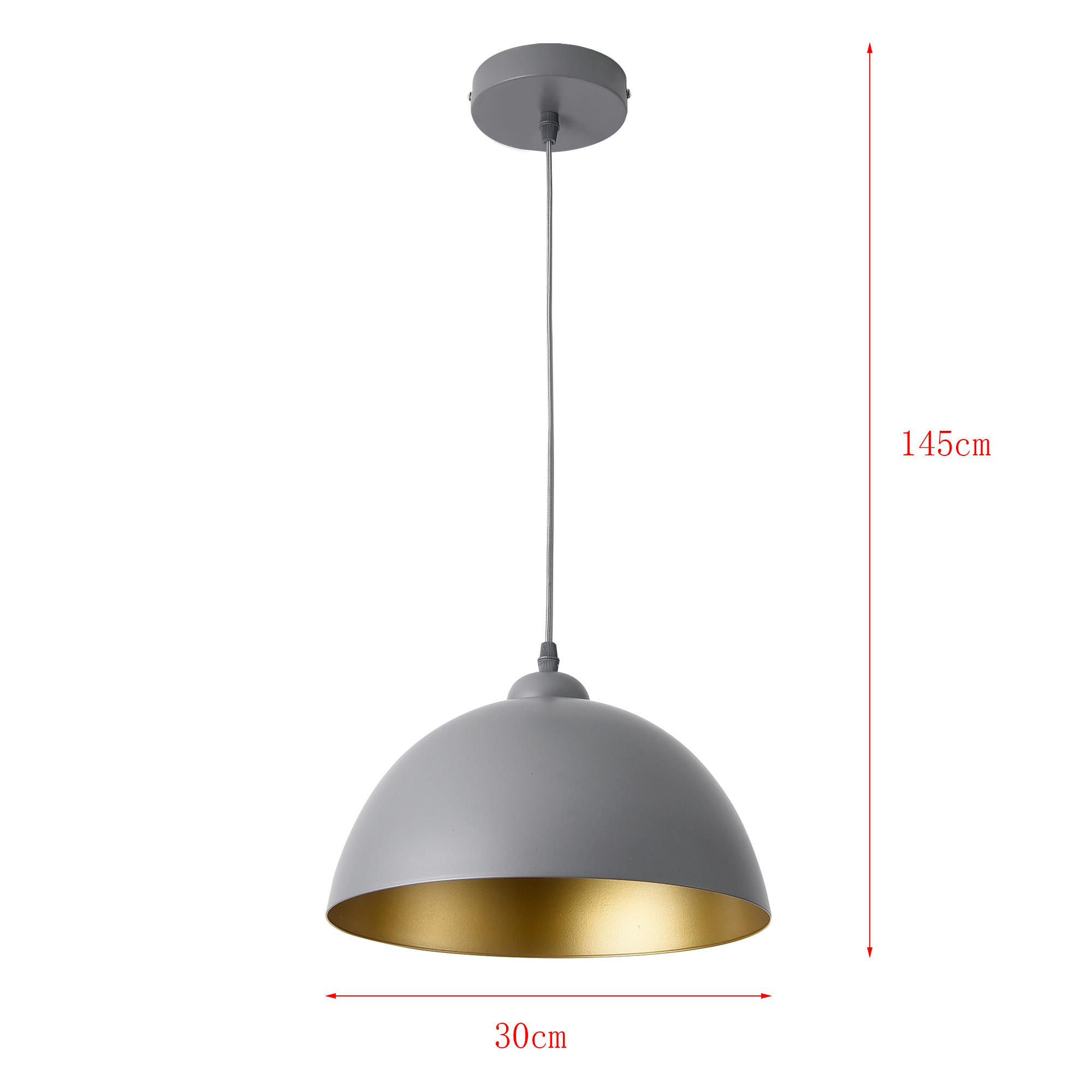 HÄNGELEUCHTE Toulon SET 2 -teilig - Grau, Metall (12/12/145cm) - lux.pro