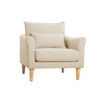 SESSEL skandinavisch Beige Stoff Massivholz Hevea KATE - Beige, Textil (77.5/76.5/77cm) - Miliboo