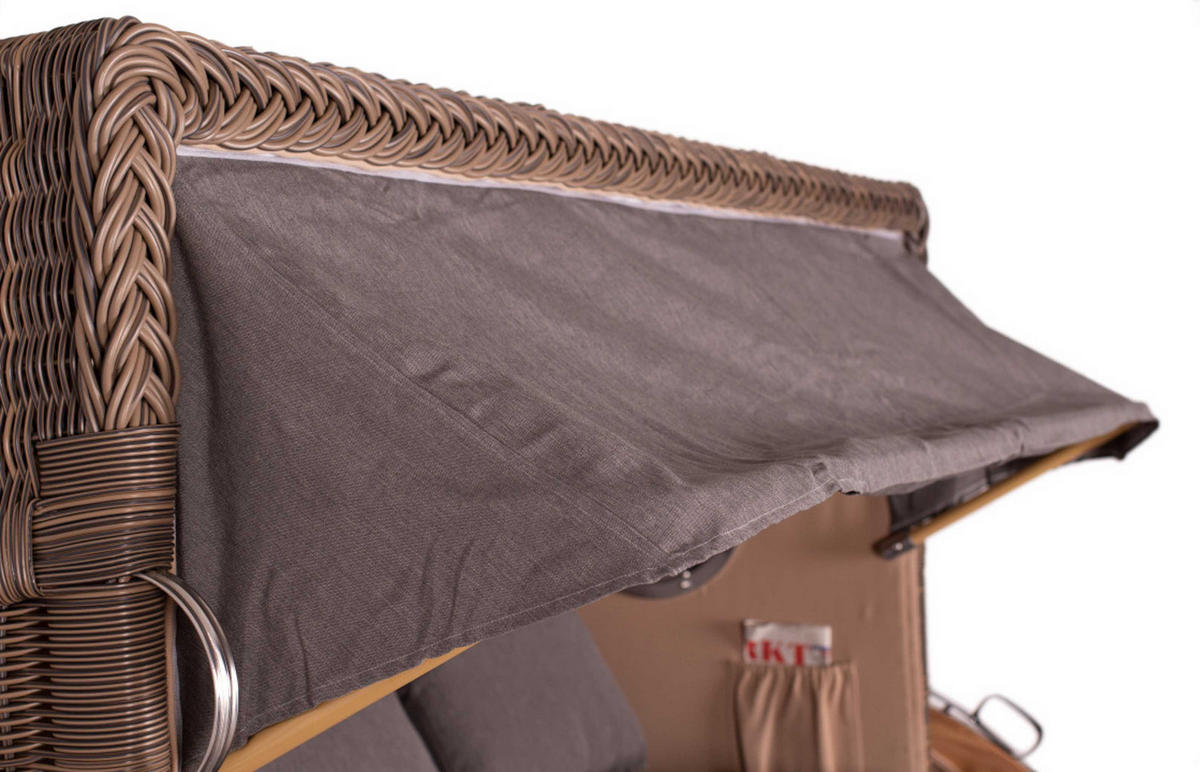 STRANDKORB XXL Düne Grande Teak PE Grey - Braun/Grau, Metall (170/170/95cm) - Mr. Deko