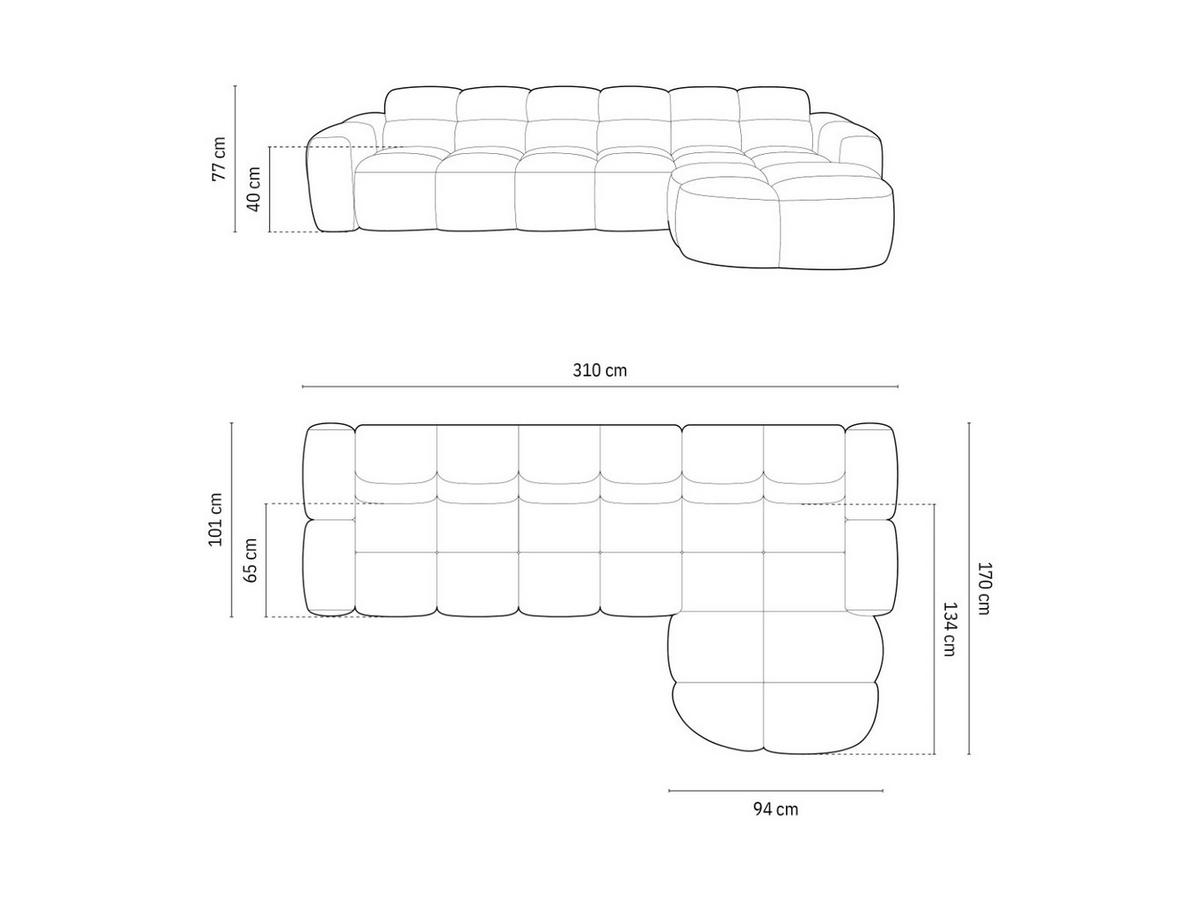 ECKSOFA rechts Lisa aus Samt terrakotta 4 Sitzplätze - Terracotta, Textil (170/310cm) - Micadoni