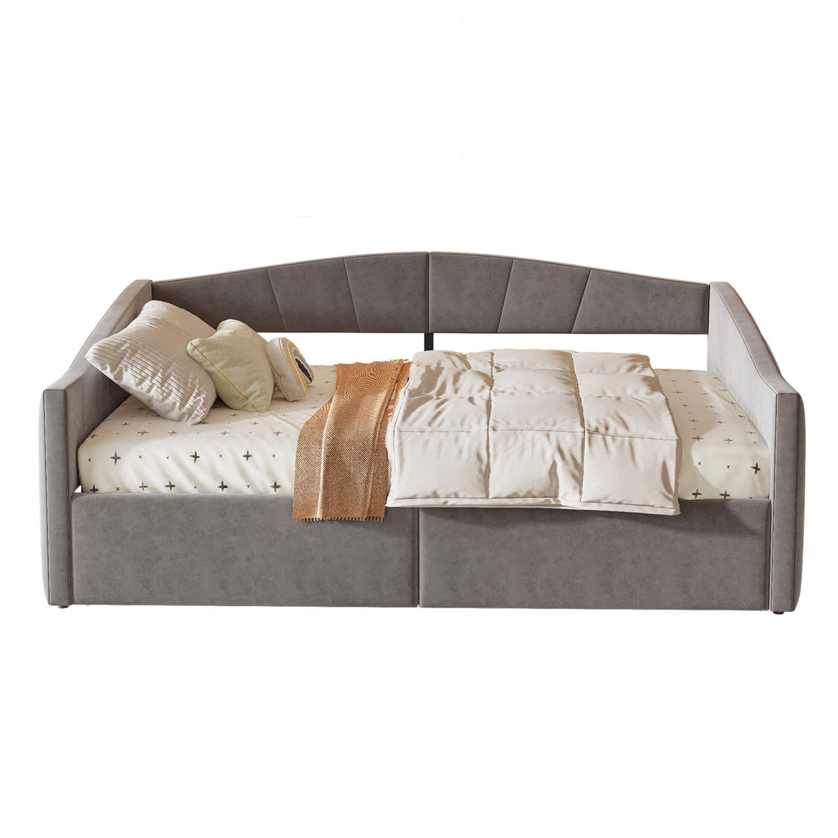 POLSTERBETT 140/200 cm mit hydraulischer Lagerung und Armlehnen in Grau - Dunkelgrau, Leder (140/200cm) - OKWISH