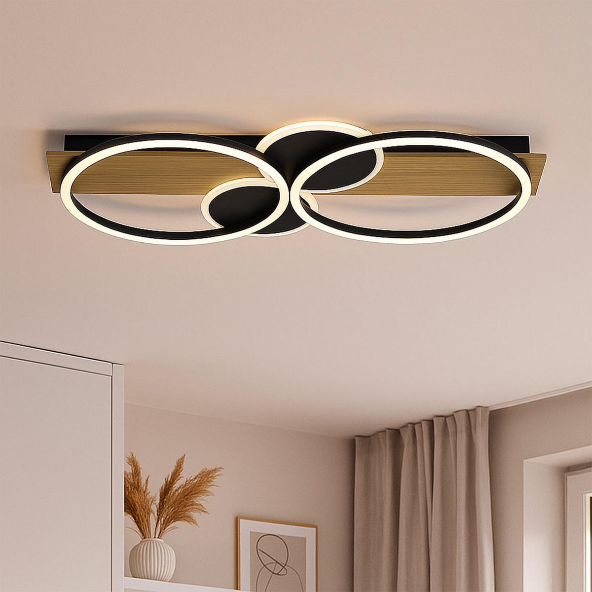 LED DECKENLEUCHTE Metall Holz Braun - Braun, Holz (72/34/6.7cm)