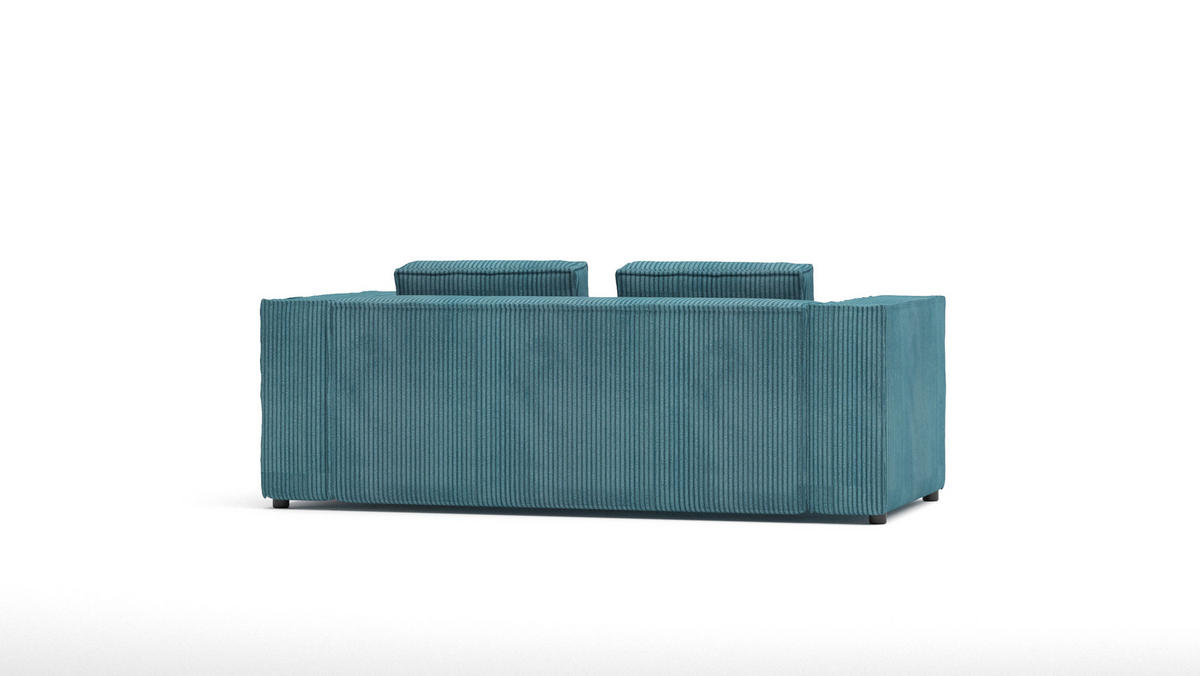 2-SITZER-SOFA Nova Türkis Cord - Türkis/Schwarz, Holz/Kunststoff (196/64/92cm) - S-Style Möbel