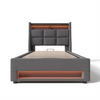 POLSTERBETT 90/200 cm in Grau mit USB - Grau, Holz/Textil (90/200cm) - KOMHTOM