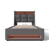 POLSTERBETT 90/200 cm in Grau mit USB - Grau, Holz/Textil (90/200cm) - KOMHTOM