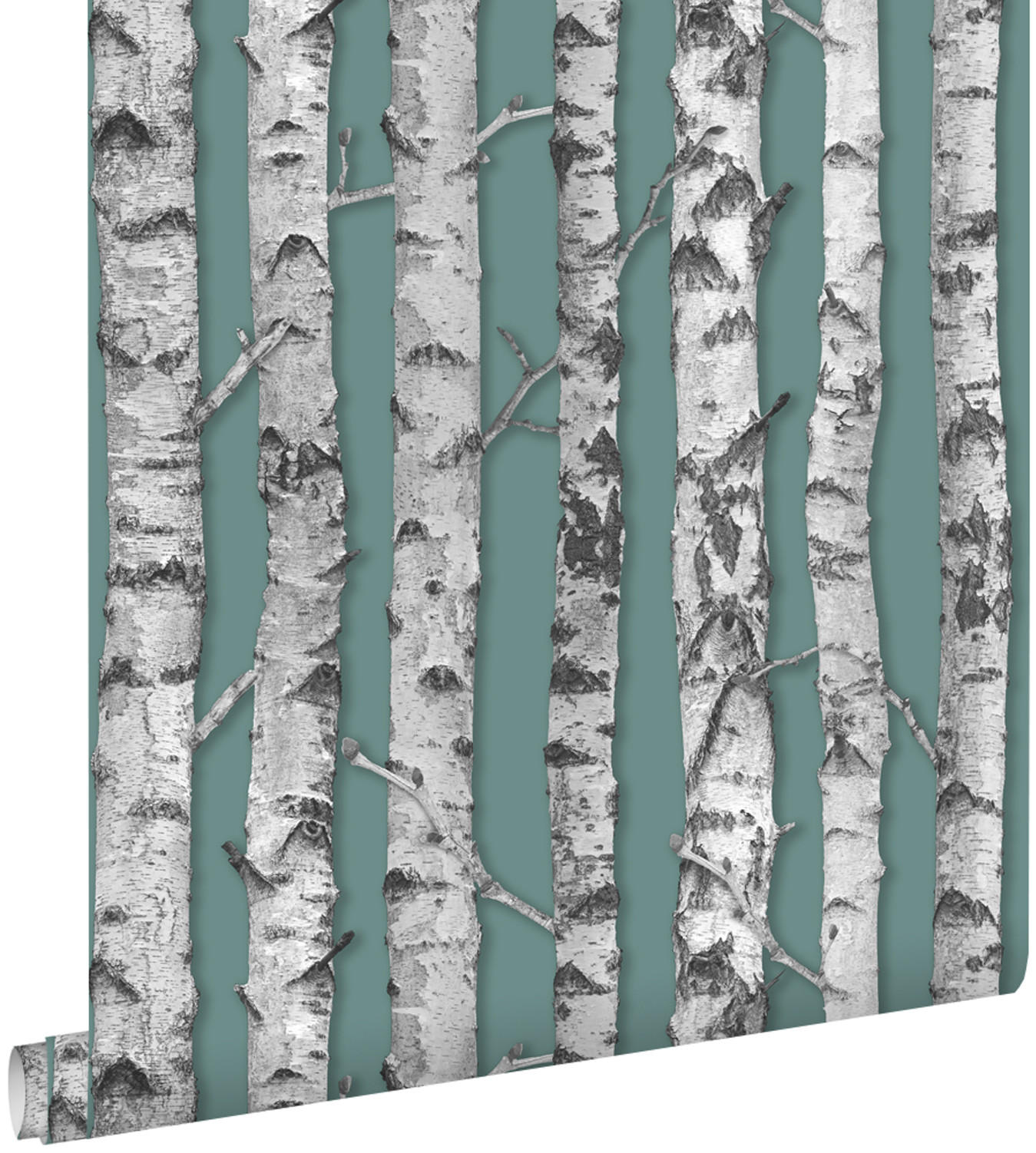 TAPETE Birkenstämme 53 cm x 10.05 m - Grün, Papier (53/1000cm) - ESTAhome