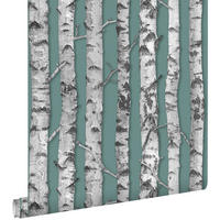 TAPETE Birkenstämme 53 cm x 10.05 m - Grün, Papier (53/1000cm) - ESTAhome