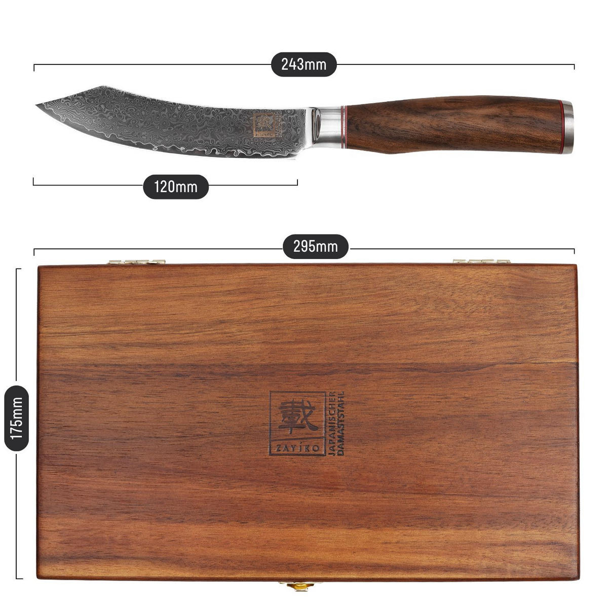 STEAKMESSER-SET 4-TEILIG 12 cm - Nussbaumfarben, Holz/Metall (24cm) - Zayiko