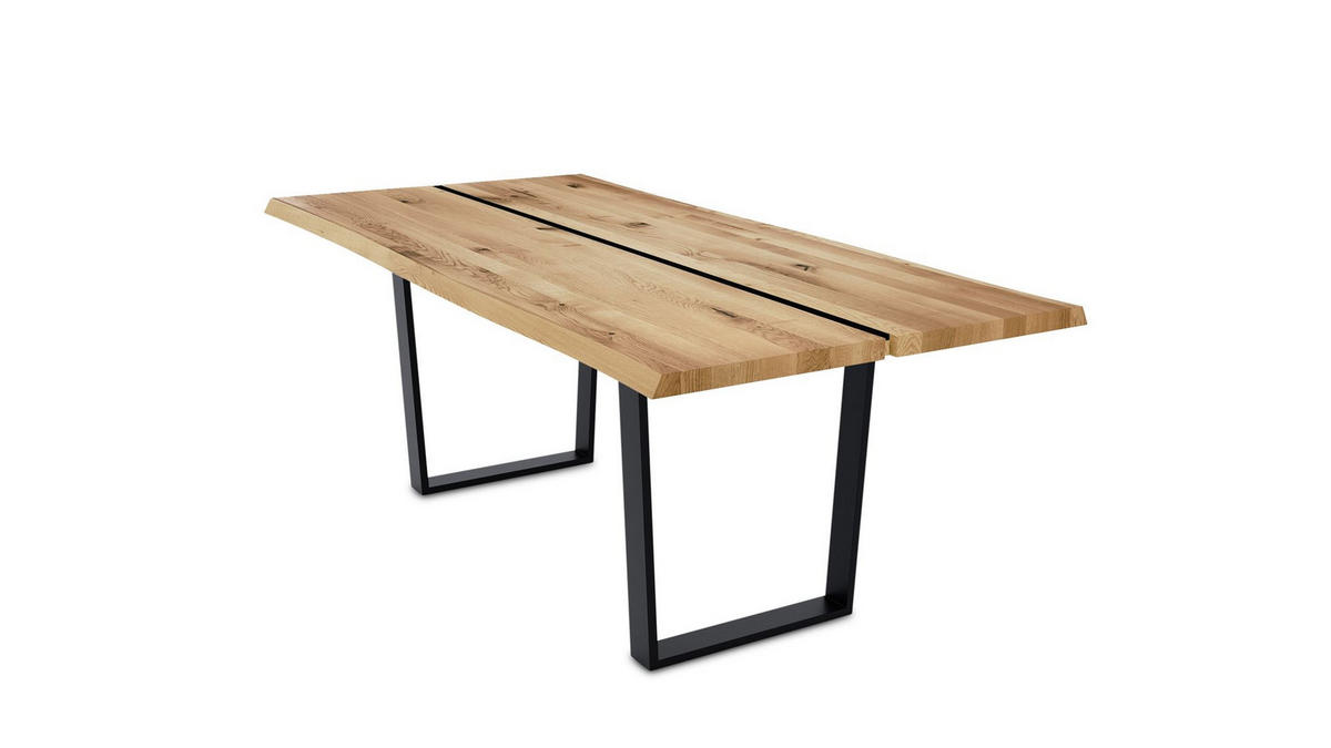 BAUMKANTENTISCH Dannie 6 160x77x90 Massivholztisch Wildeiche geölt - Wildeiche, Holz (160/77/90cm) - 58aufmkessel