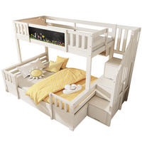 ETAGENBETT 90/200 & 140/200 cm aus Holz-Metall mit Kreidetafel und Stauraumtreppe Weiß - Weiß, Holz (90/200cm) - Modenvie