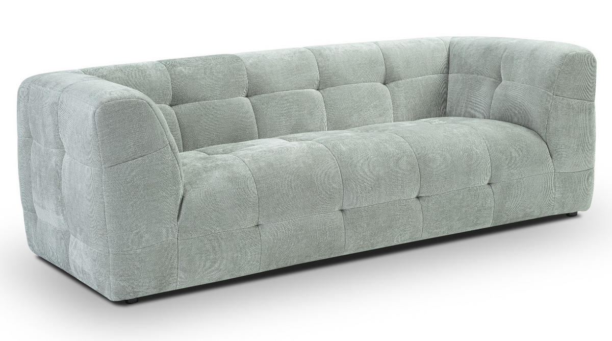 SOFA mintblau Strukturstoff, Couch 2,5-Sitzer 217 cm mit Steppoptik - Blau, Holz/Textil (217/72/96cm) - Inn.Furn