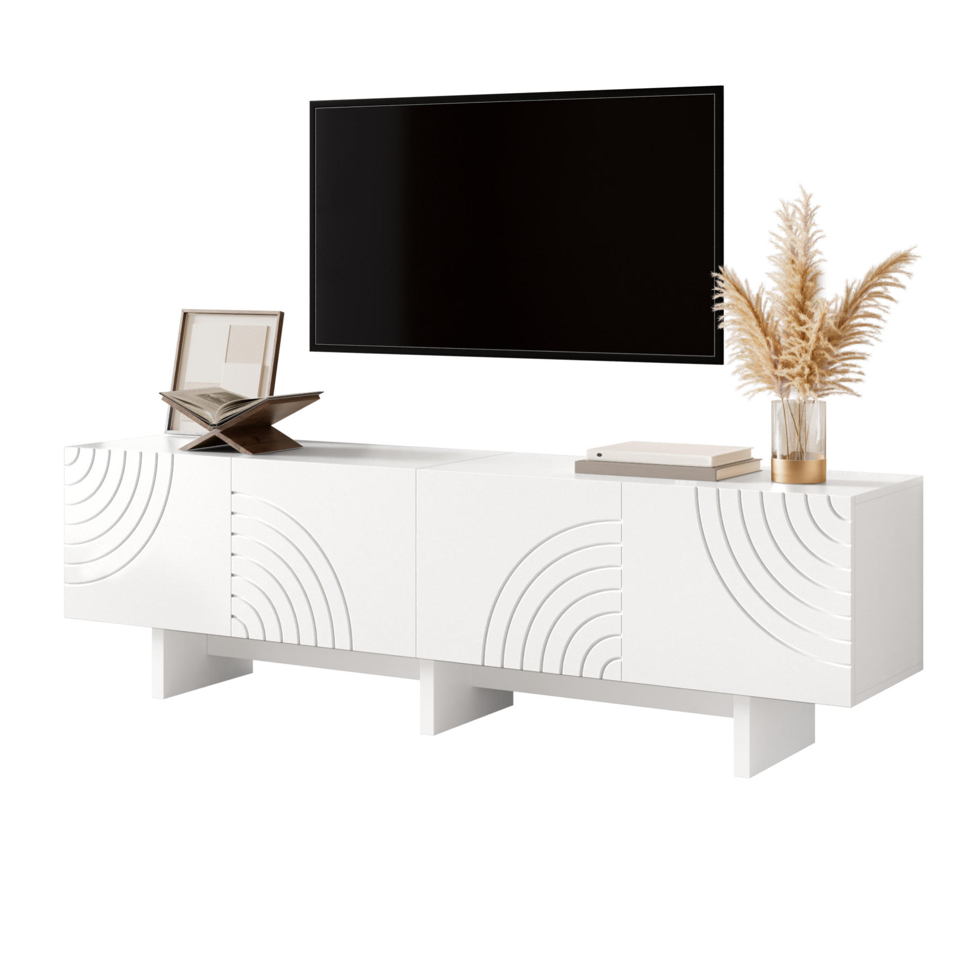 TV-LOWBOARD 170/35/50 cm weiß aus MDF und PB mit 4 Türen - Weiß, Holzwerkstoff (170/50/35cm) - OKWISH