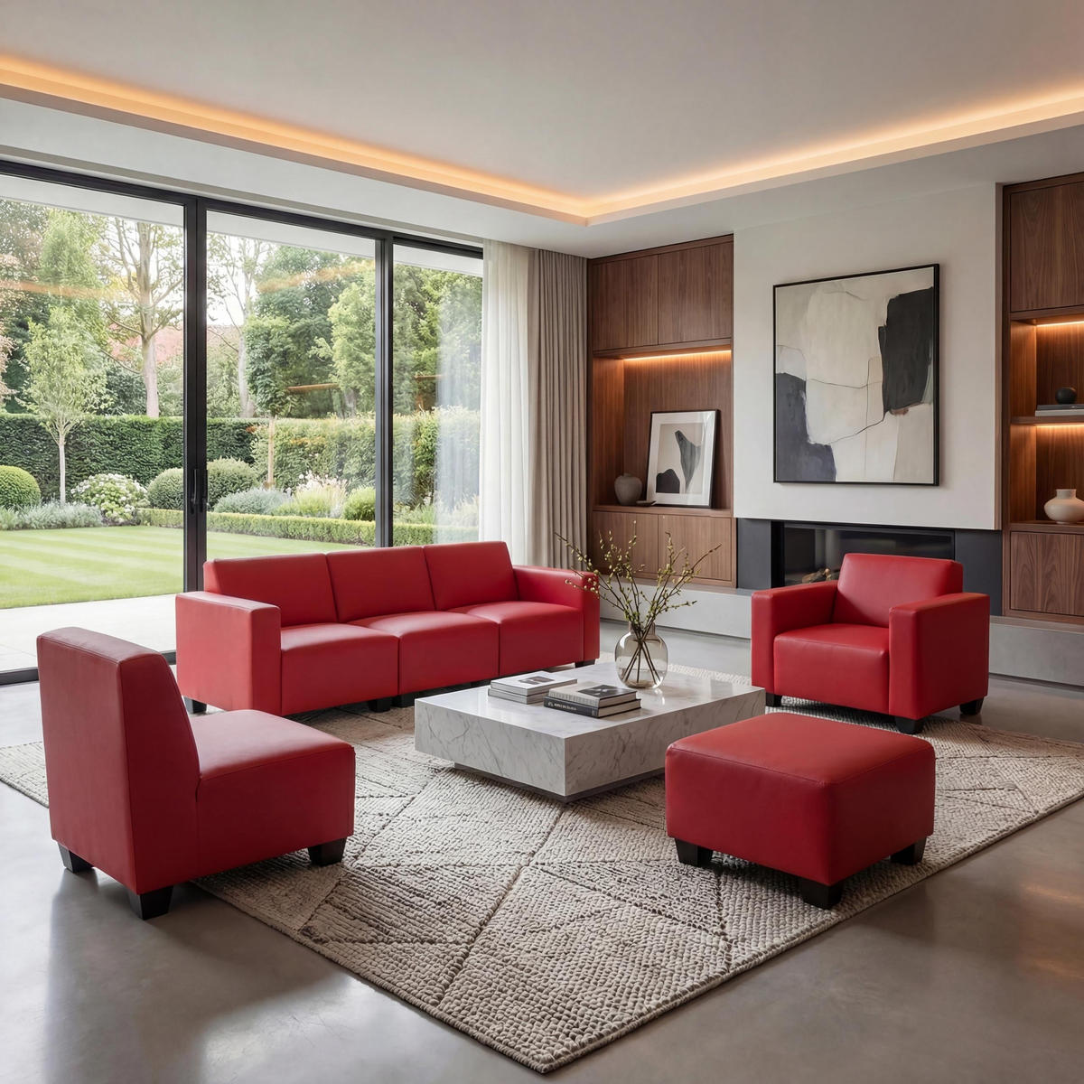 COUCH-GARNITUR Rot - Rot, Textil (193/76/72cm) - MCW