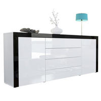 SIDEBOARD La Paz Weiß Hochglanz / Schwarz Hochglanz - Weiß Hochglanz, Holzwerkstoff (167/72/35cm) - Vladon