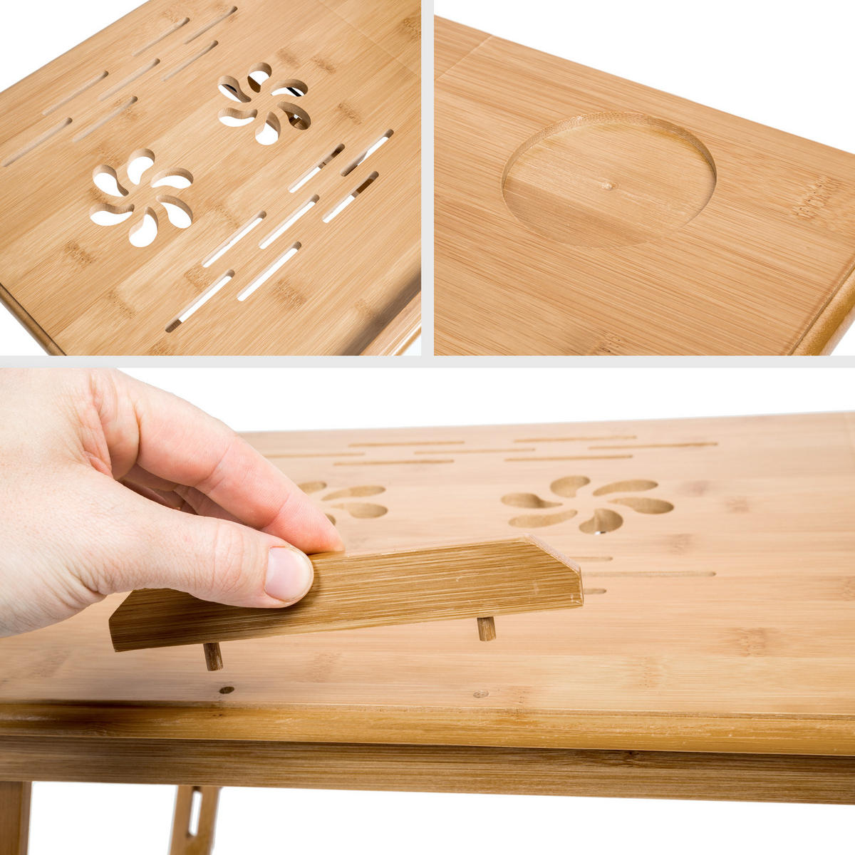 LAPTOPTISCH Helene,55 x 35 x 26 cm,braun - Braun, Holz (55/35/26cm) - tectake