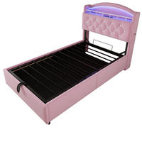 STAURRAUMBETT 90/200 cm DE-01981, in Rosa, mit LED und USB - Pink, Metall (90/200cm) - ComfortXL