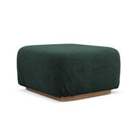 POUF Bouclé Stoff Grün - Dunkelgrün/Braun, Holz/Textil (83/95/41cm) - Makamii