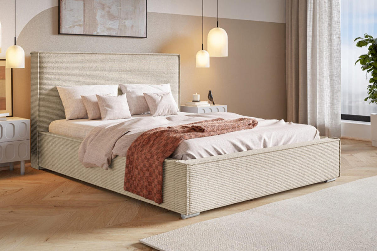 BETT Beige BEN 8 Mit Bettkasten 160x200 cm Mit Schlaffunktion - Beige/Schwarz, Textil (160/200cm) - Sepro Meble