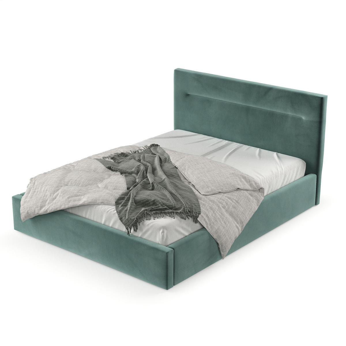 POLSTERBETT Liline 140/200 cm Türkis im Kronos Stoff - Türkis/Schwarz, Holz/Holzwerkstoff (140/200cm) - AltaBeds