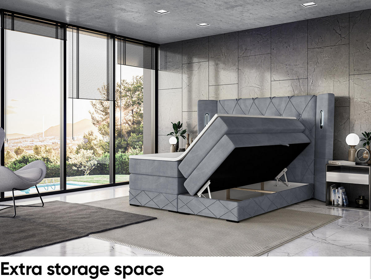 BOXSPRINGBETT Manuel - Beige/Schwarz, Holzwerkstoff/Textil (120/200cm) - Meblini