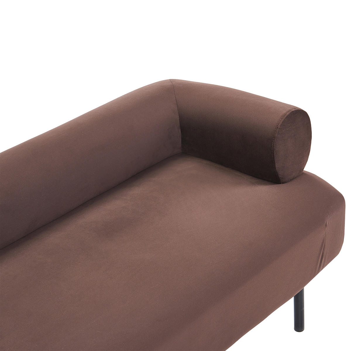 ČALOUNĚNÉ LEHÁTKO CHAISE LONGUE PRAVOSTRANNÉ Sametová látka Tmavě hnědé Mirmande - černá/hnědá, textil (153/65/70cm) - Beliani